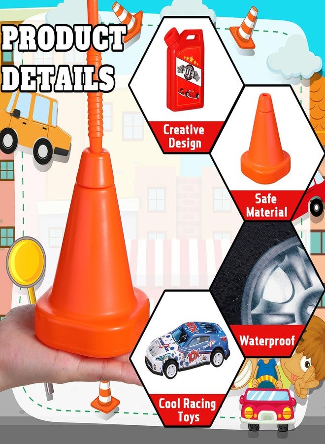 Mifoci 78 Pcs Racing Birthday Party Supplies Include 6 Fuel Cup 6 Cone Cup 12 Wheel Bag 12 Race Toys 12 Racing keychain 16 Stickers 12 Checkered Flag 2 Floor Banner for Construction - Image 4